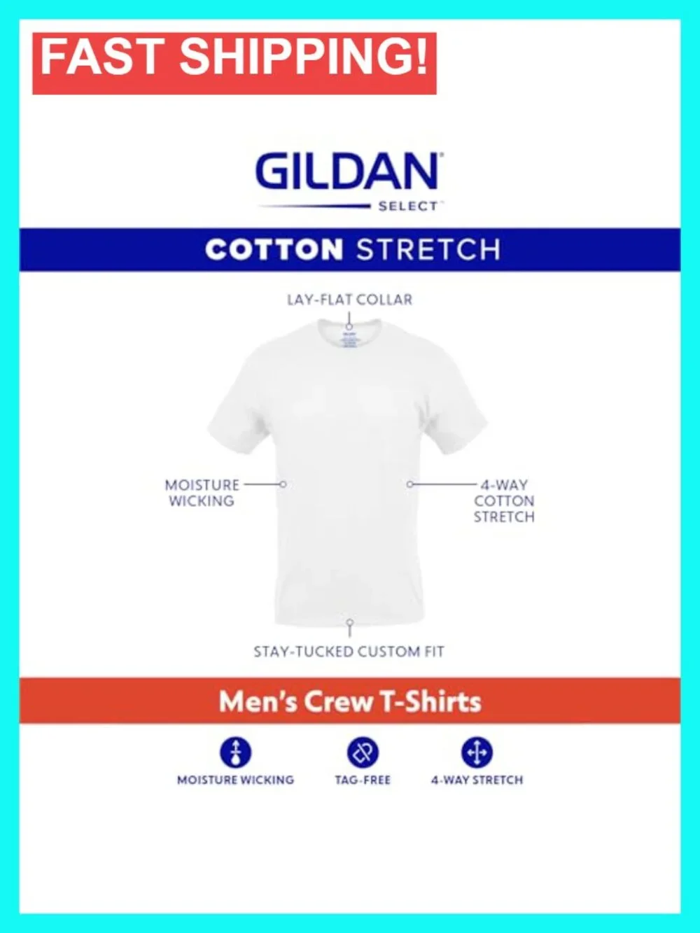 Cotton Stretch T-Shirts Multipack Soft Breathable Moisture Wicking Undershirts